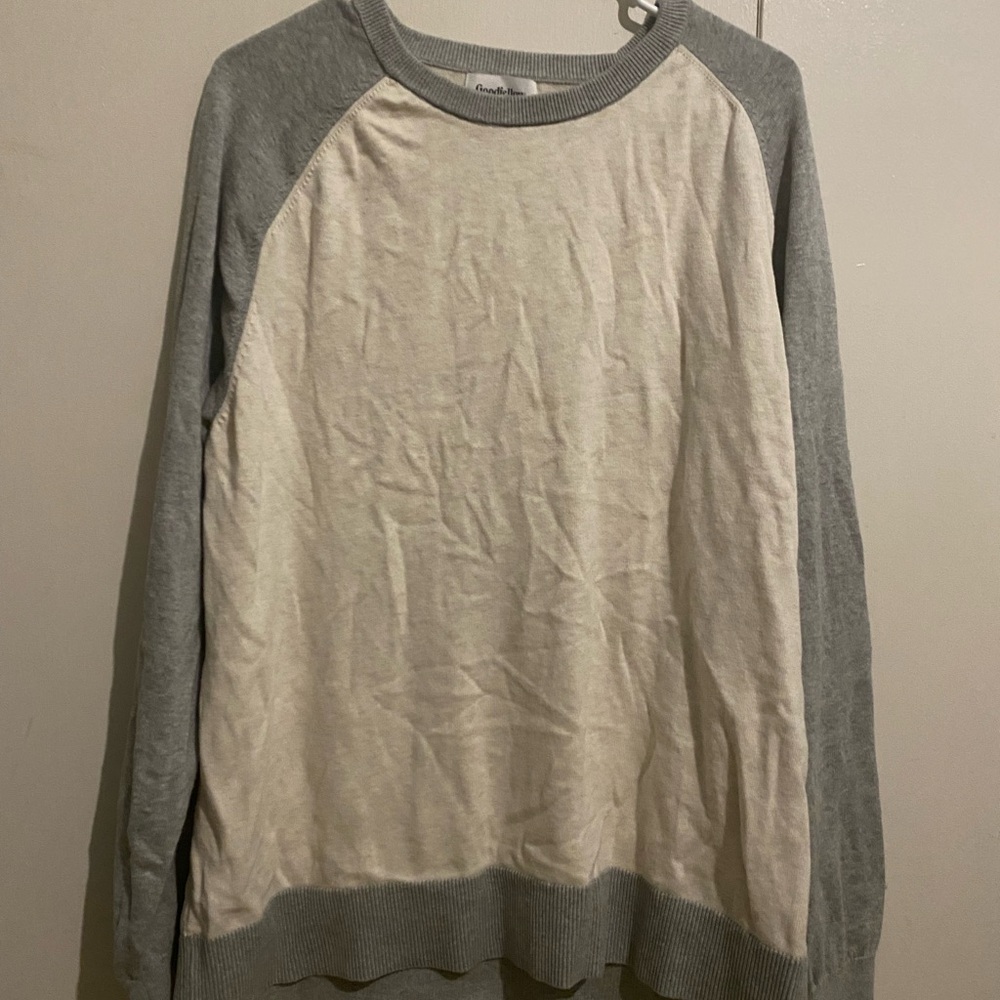 Gray and Cream Men's Sweater